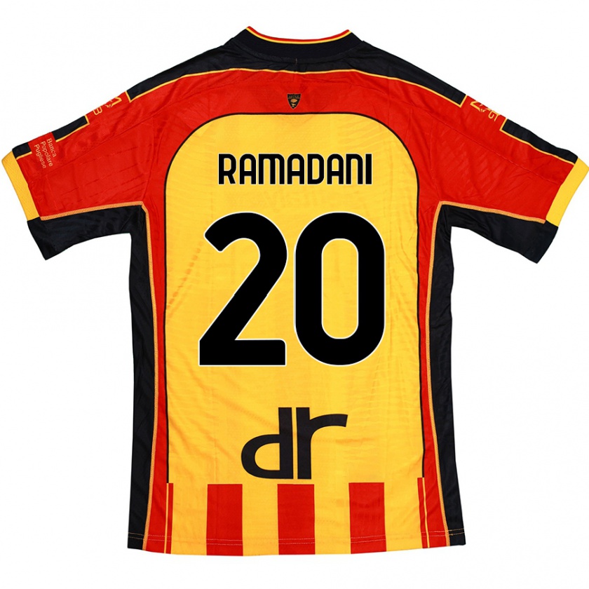 Kandiny Enfant Maillot Ylber Ramadani #20 Jaune Rouge Tenues Domicile 2024/25 T-Shirt