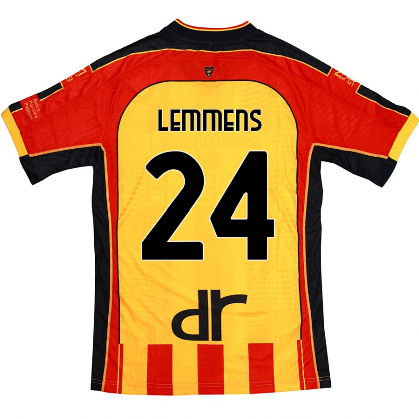 Kandiny Enfant Maillot Mats Lemmens #24 Jaune Rouge Tenues Domicile 2024/25 T-Shirt