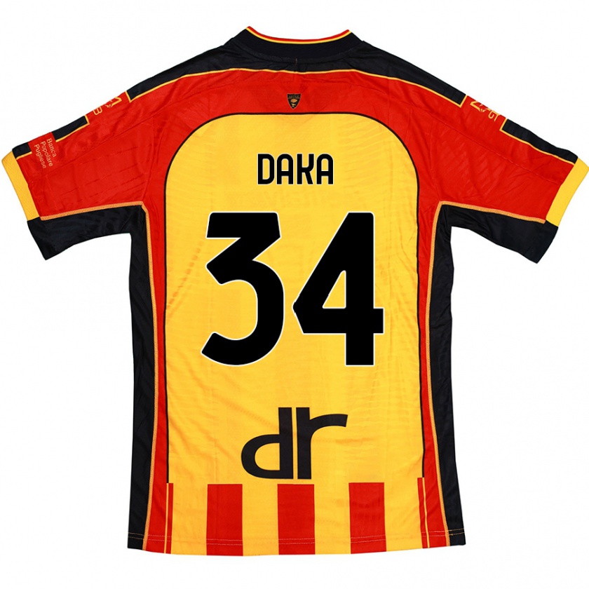 Kandiny Enfant Maillot Dario Daka #34 Jaune Rouge Tenues Domicile 2024/25 T-Shirt