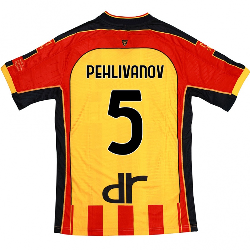 Kandiny Enfant Maillot Cristian Pehlivanov #5 Jaune Rouge Tenues Domicile 2024/25 T-Shirt