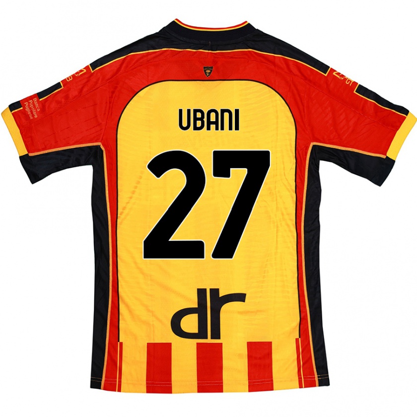 Kandiny Enfant Maillot Marlon Ubani #27 Jaune Rouge Tenues Domicile 2024/25 T-Shirt