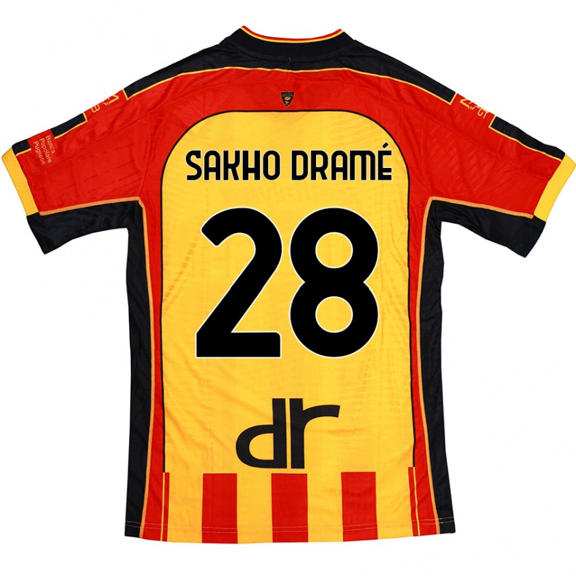 Kandiny Enfant Maillot Samba Sakho Dramé #28 Jaune Rouge Tenues Domicile 2024/25 T-Shirt