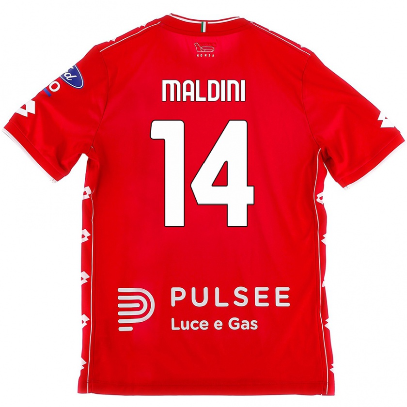 Kandiny Enfant Maillot Daniel Maldini #14 Rouge Blanc Tenues Domicile 2024/25 T-Shirt