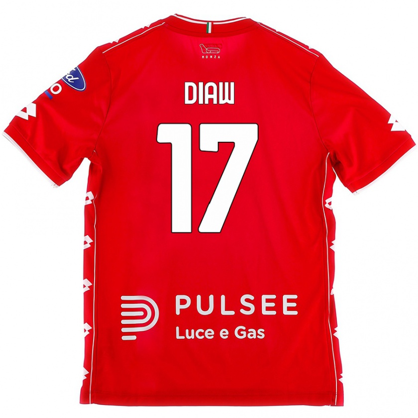 Kandiny Enfant Maillot Davide Diaw #17 Rouge Blanc Tenues Domicile 2024/25 T-Shirt