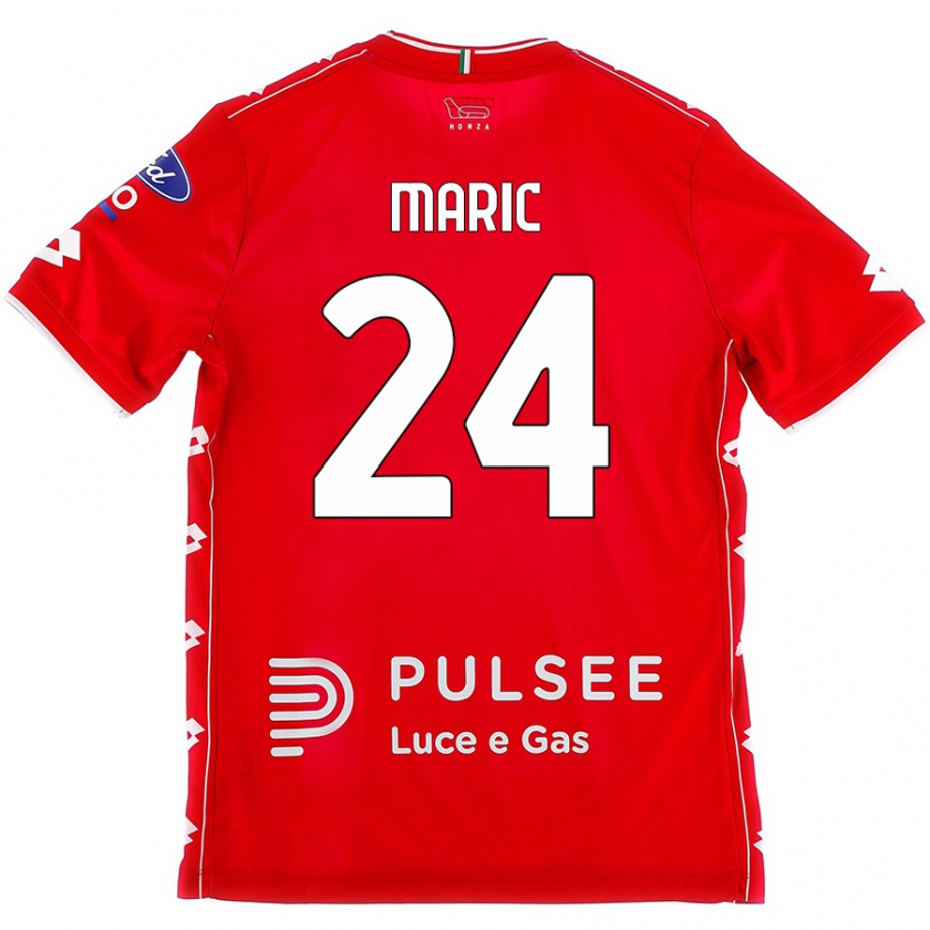 Kandiny Enfant Maillot Mirko Maric #24 Rouge Blanc Tenues Domicile 2024/25 T-Shirt