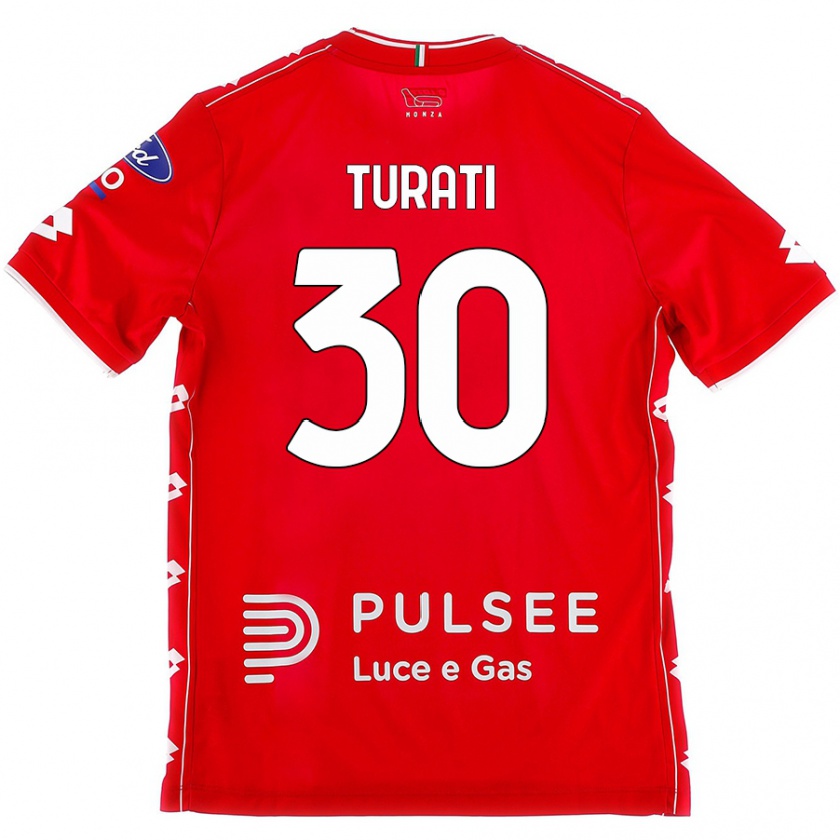 Kandiny Enfant Maillot Stefano Turati #30 Rouge Blanc Tenues Domicile 2024/25 T-Shirt