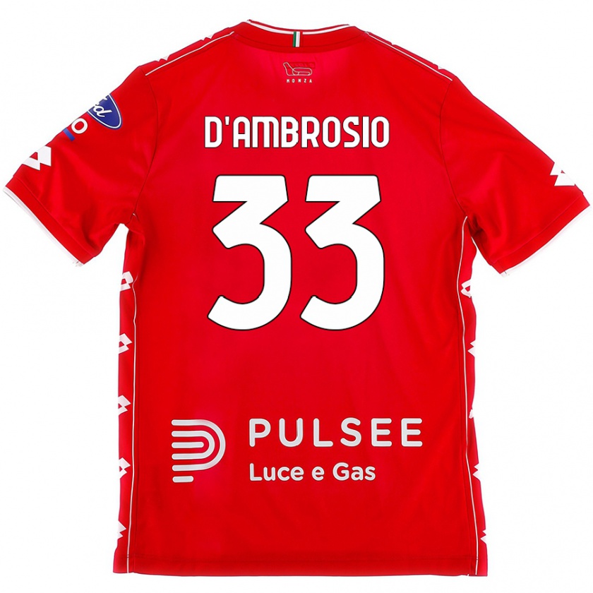 Kandiny Enfant Maillot Danilo D'ambrosio #33 Rouge Blanc Tenues Domicile 2024/25 T-Shirt