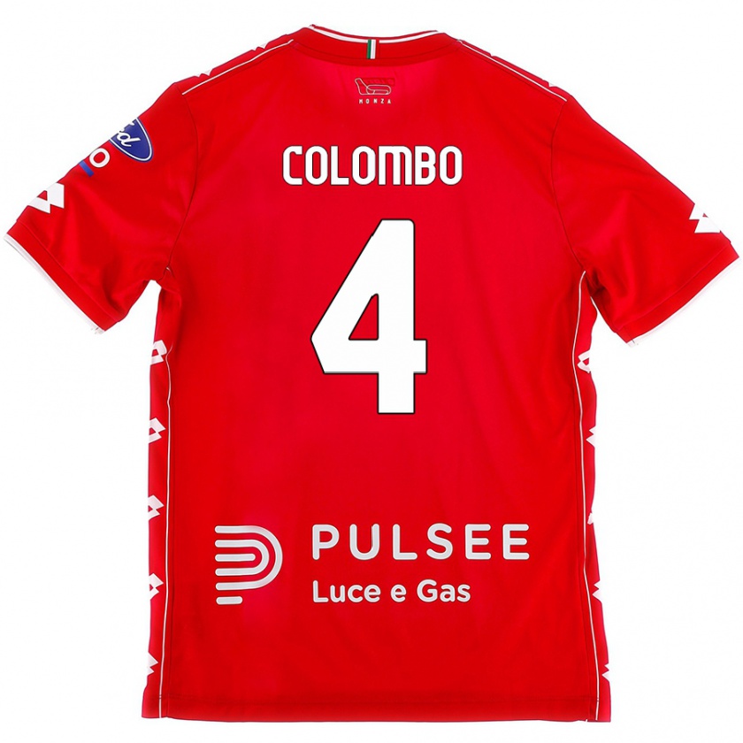 Kandiny Enfant Maillot Leonardo Colombo #4 Rouge Blanc Tenues Domicile 2024/25 T-Shirt