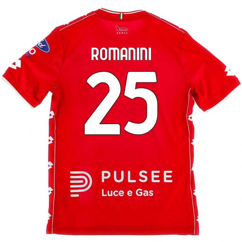 Kandiny Enfant Maillot Andrea Romanini #25 Rouge Blanc Tenues Domicile 2024/25 T-Shirt