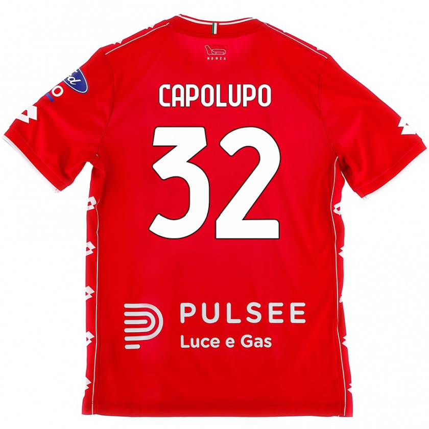 Kandiny Enfant Maillot Samuele Capolupo #32 Rouge Blanc Tenues Domicile 2024/25 T-Shirt