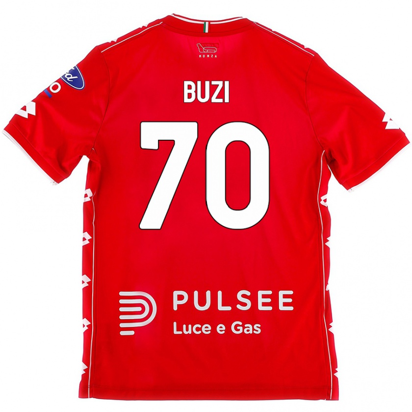 Kandiny Enfant Maillot Luis Buzi #70 Rouge Blanc Tenues Domicile 2024/25 T-Shirt