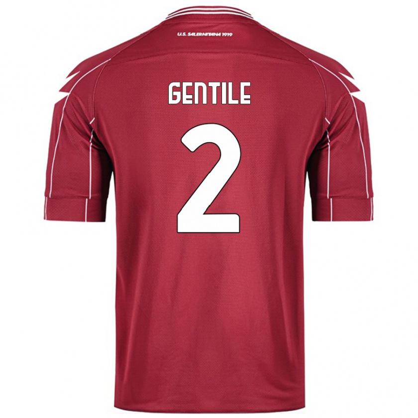 Kandiny Enfant Maillot Davide Gentile #2 Bordeaux Tenues Domicile 2024/25 T-Shirt