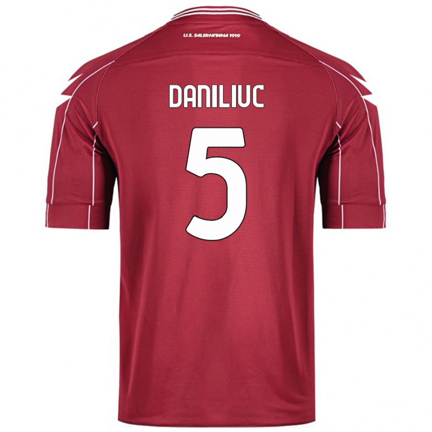 Kandiny Enfant Maillot Flavius Daniliuc #5 Bordeaux Tenues Domicile 2024/25 T-Shirt