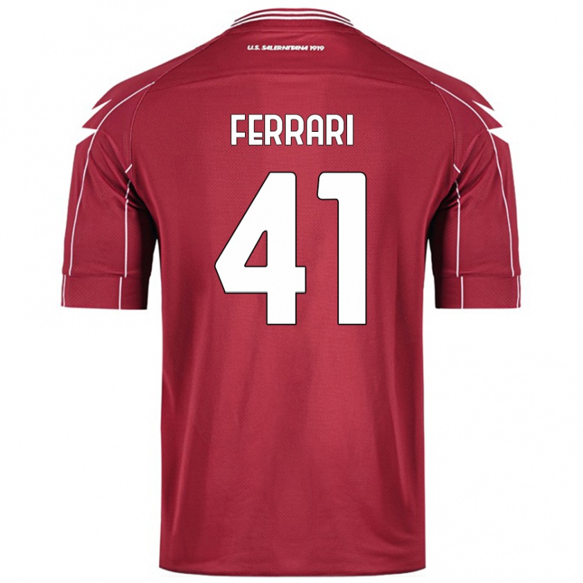 Kandiny Enfant Maillot Tommaso Ferrari #41 Bordeaux Tenues Domicile 2024/25 T-Shirt