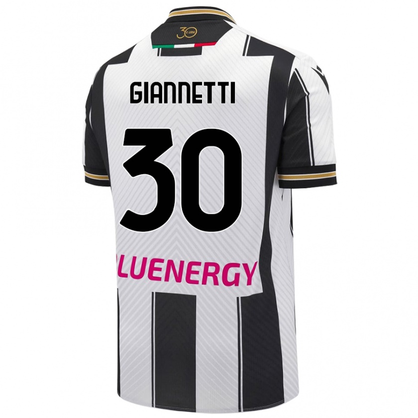 Kandiny Enfant Maillot Lautaro Giannetti #30 Blanc Noir Tenues Domicile 2024/25 T-Shirt