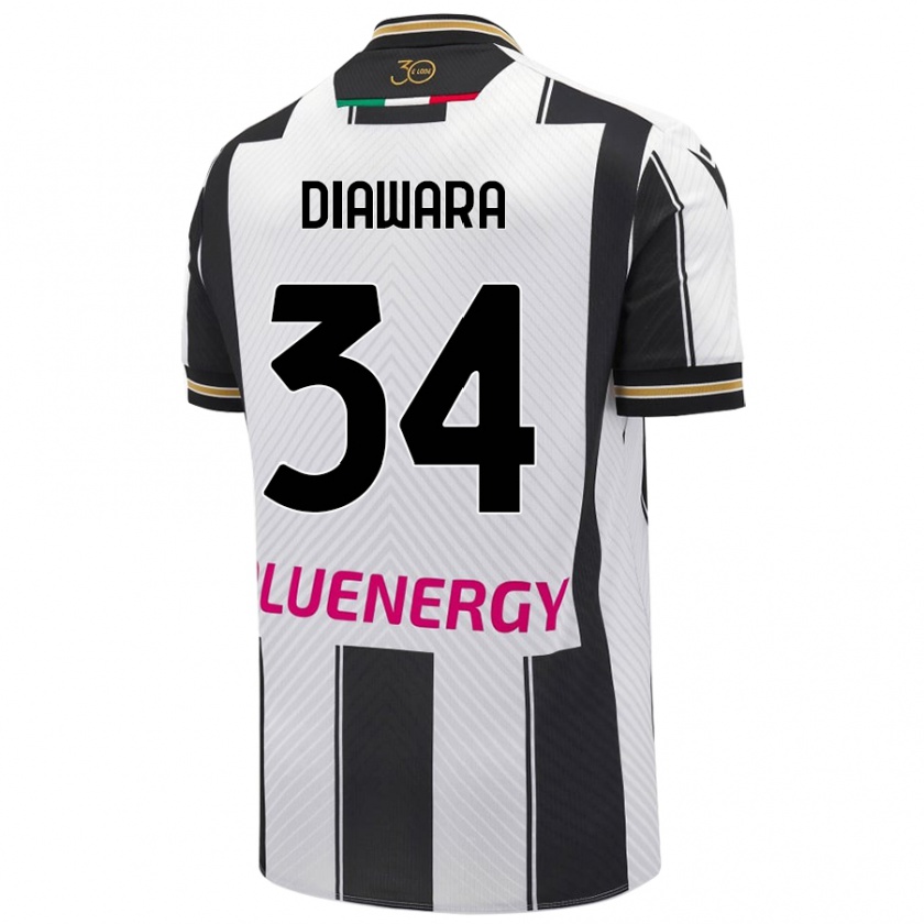 Kandiny Enfant Maillot Sekou Diawara #34 Blanc Noir Tenues Domicile 2024/25 T-Shirt