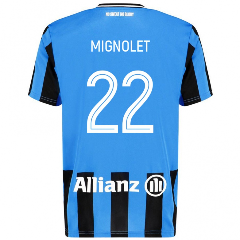 Kandiny Enfant Maillot Simon Mignolet #22 Bleu Ciel Noir Tenues Domicile 2024/25 T-Shirt