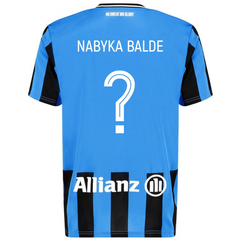 Kandiny Enfant Maillot Mamadou Nabyka Balde #0 Bleu Ciel Noir Tenues Domicile 2024/25 T-Shirt