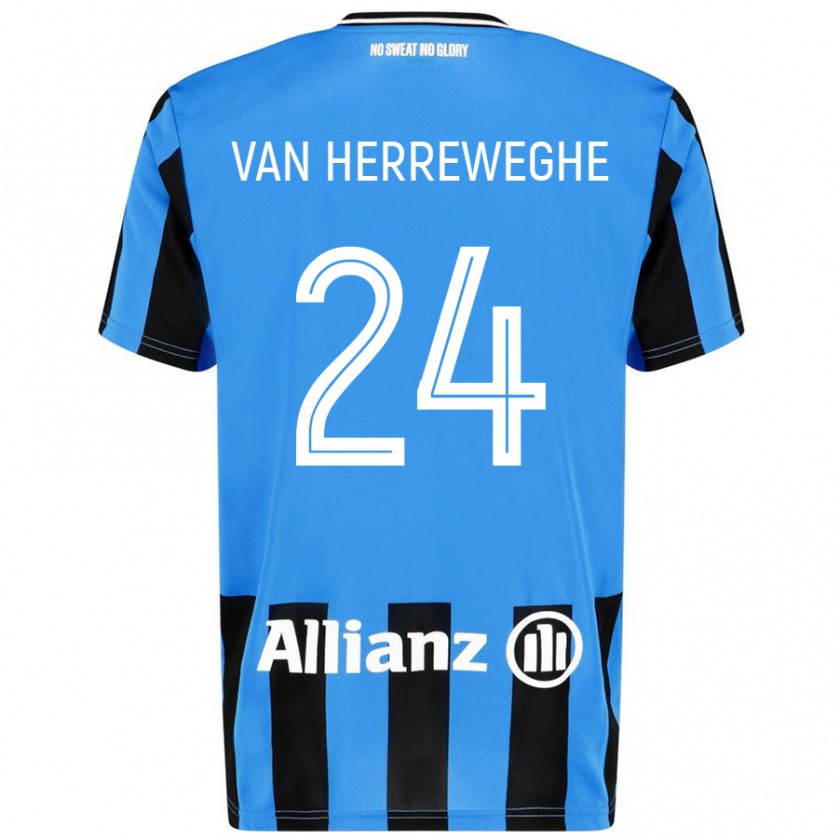 Kandiny Enfant Maillot Febe Van Herreweghe #24 Bleu Ciel Noir Tenues Domicile 2024/25 T-Shirt