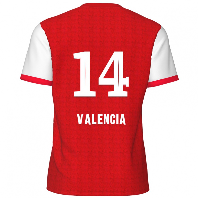 Kandiny Enfant Maillot Anthony Valencia #14 Rouge Blanc Tenues Domicile 2024/25 T-Shirt