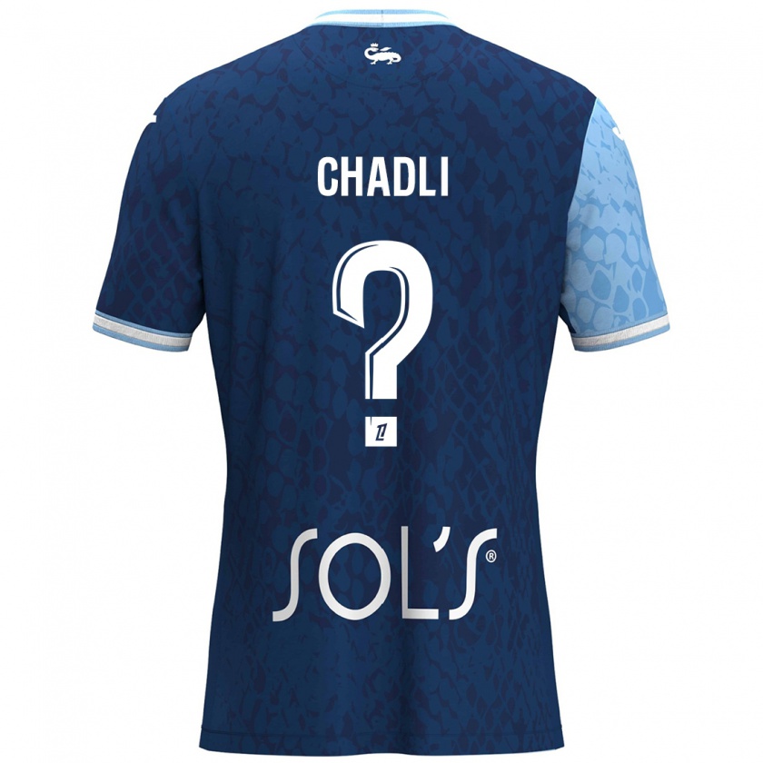 Kandiny Enfant Maillot Nassim Chadli #0 Bleu Ciel Bleu Foncé Tenues Domicile 2024/25 T-Shirt