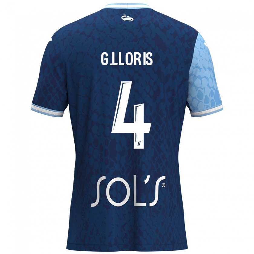 Kandiny Enfant Maillot Gautier Lloris #4 Bleu Ciel Bleu Foncé Tenues Domicile 2024/25 T-Shirt