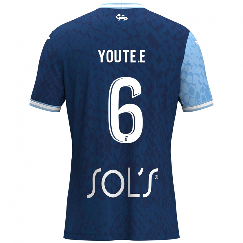 Kandiny Enfant Maillot Étienne Youté Kinkoué #6 Bleu Ciel Bleu Foncé Tenues Domicile 2024/25 T-Shirt