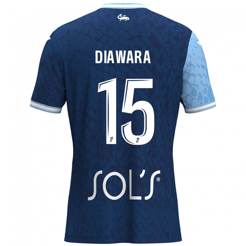 Kandiny Enfant Maillot Kandet Diawara #15 Bleu Ciel Bleu Foncé Tenues Domicile 2024/25 T-Shirt