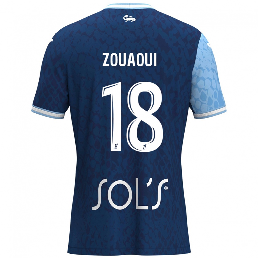 Kandiny Enfant Maillot Yanis Zouaoui #18 Bleu Ciel Bleu Foncé Tenues Domicile 2024/25 T-Shirt