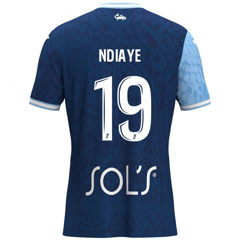 Kandiny Enfant Maillot Rassoul Ndiaye #19 Bleu Ciel Bleu Foncé Tenues Domicile 2024/25 T-Shirt