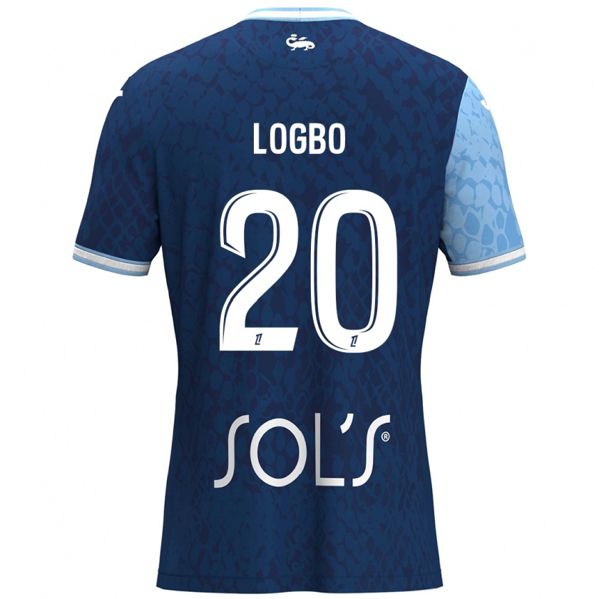 Kandiny Enfant Maillot Andy Logbo #20 Bleu Ciel Bleu Foncé Tenues Domicile 2024/25 T-Shirt