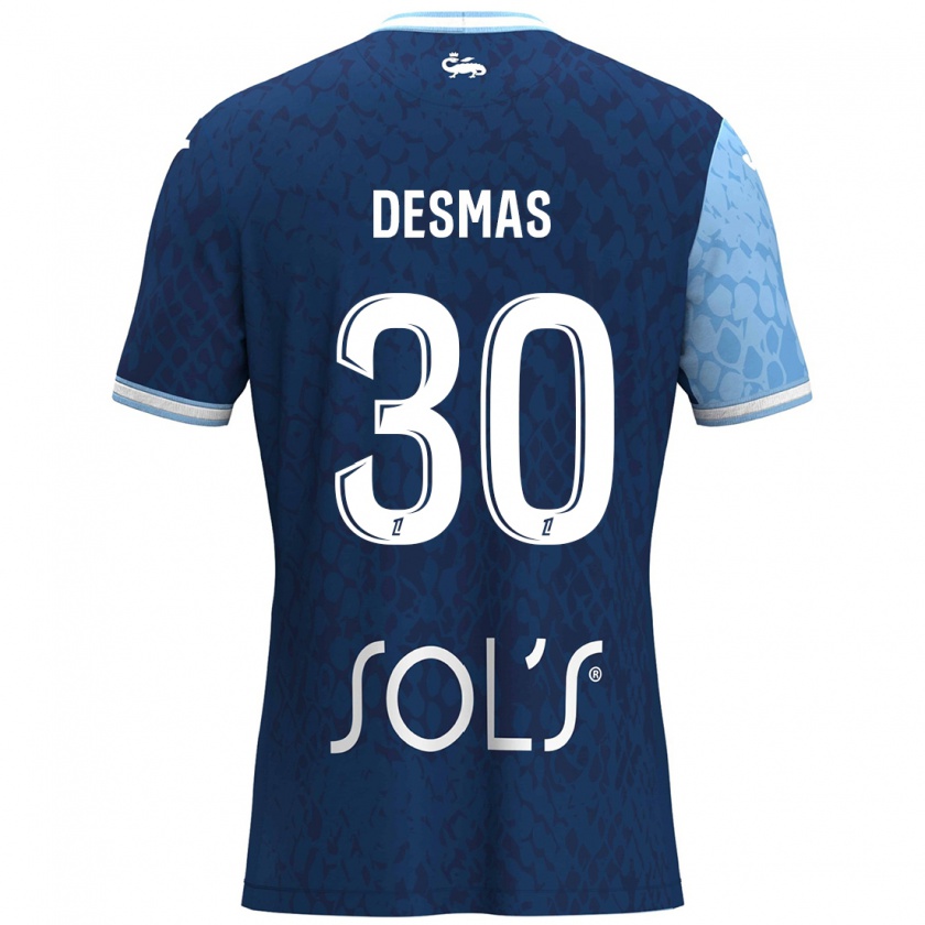 Kandiny Enfant Maillot Arthur Desmas #30 Bleu Ciel Bleu Foncé Tenues Domicile 2024/25 T-Shirt