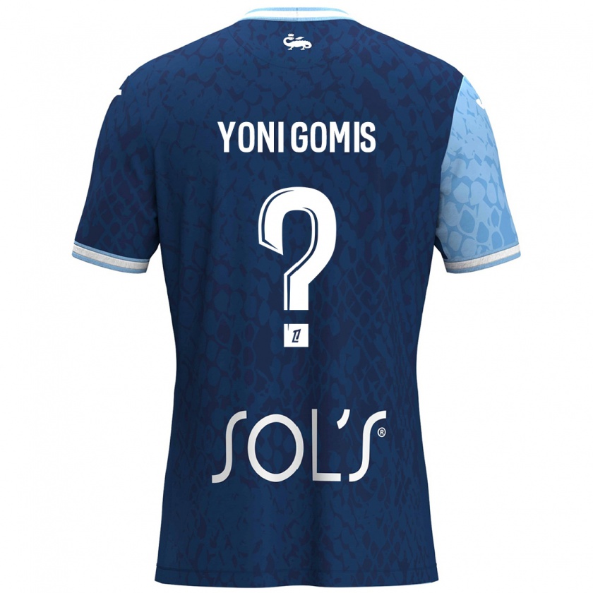 Kandiny Enfant Maillot Yoni Gomis #0 Bleu Ciel Bleu Foncé Tenues Domicile 2024/25 T-Shirt