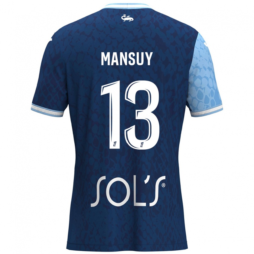 Kandiny Enfant Maillot Héloïse Mansuy #13 Bleu Ciel Bleu Foncé Tenues Domicile 2024/25 T-Shirt