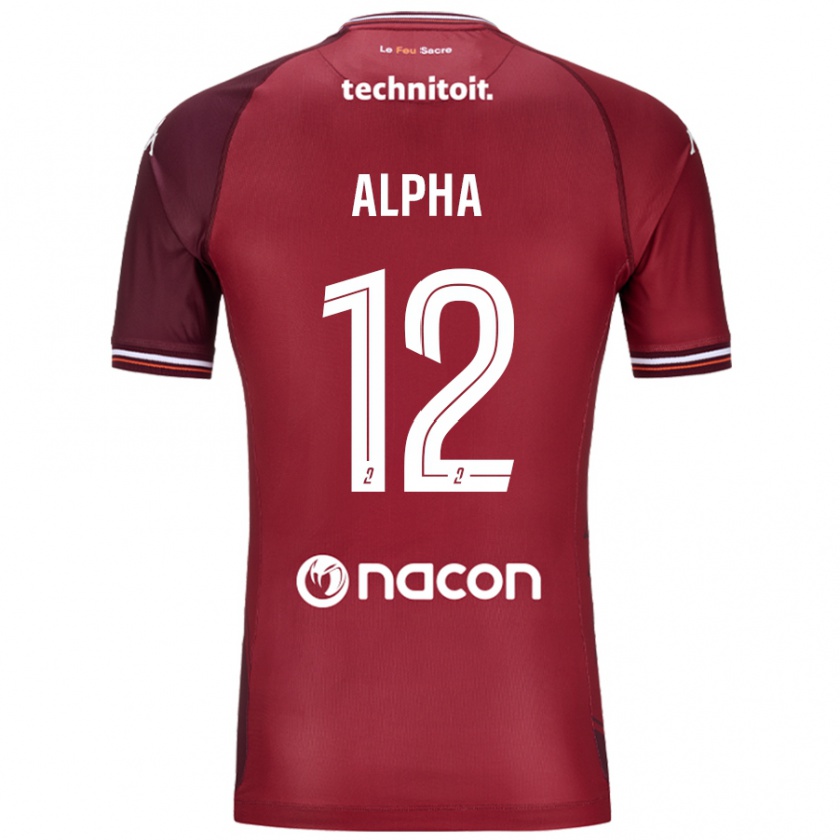 Kandiny Enfant Maillot Alpha Touré #12 Rouge Grenade Tenues Domicile 2024/25 T-Shirt