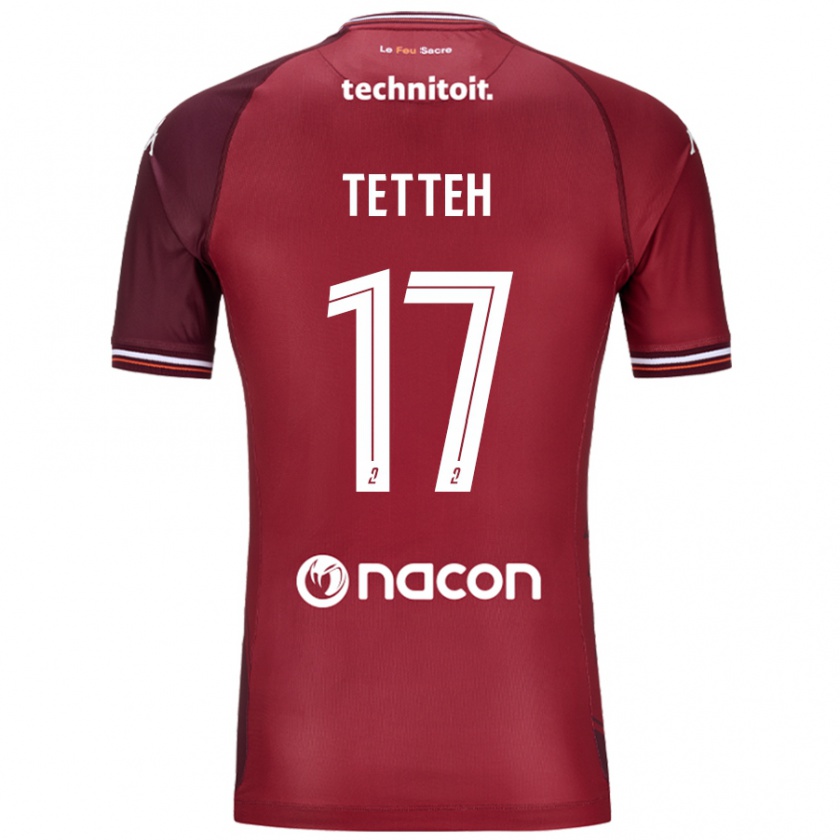 Kandiny Enfant Maillot Benjamin Tetteh #17 Rouge Grenade Tenues Domicile 2024/25 T-Shirt