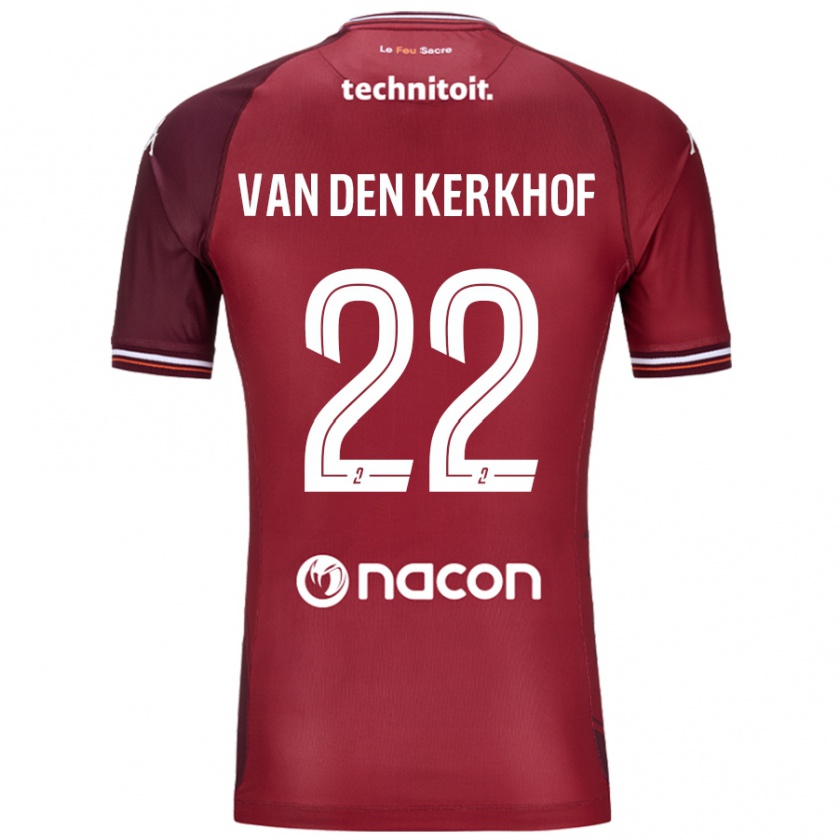 Kandiny Enfant Maillot Kevin Van Den Kerkhof #22 Rouge Grenade Tenues Domicile 2024/25 T-Shirt