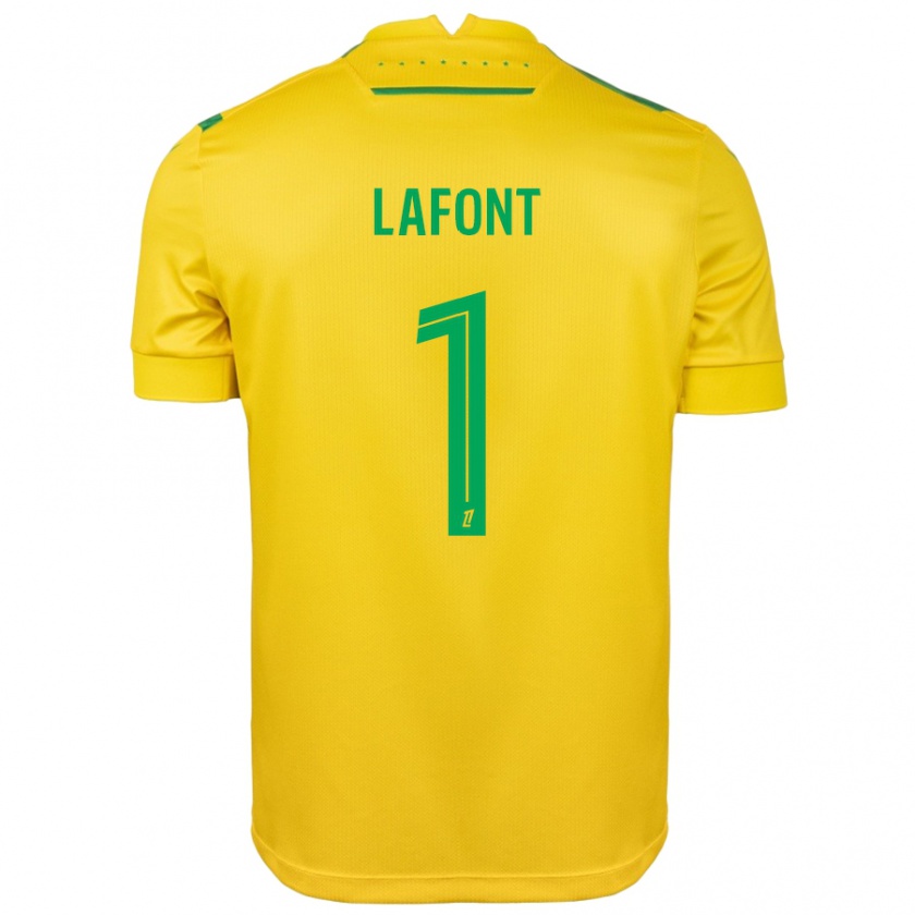 Kandiny Enfant Maillot Alban Lafont #1 Jaune Vert Tenues Domicile 2024/25 T-Shirt