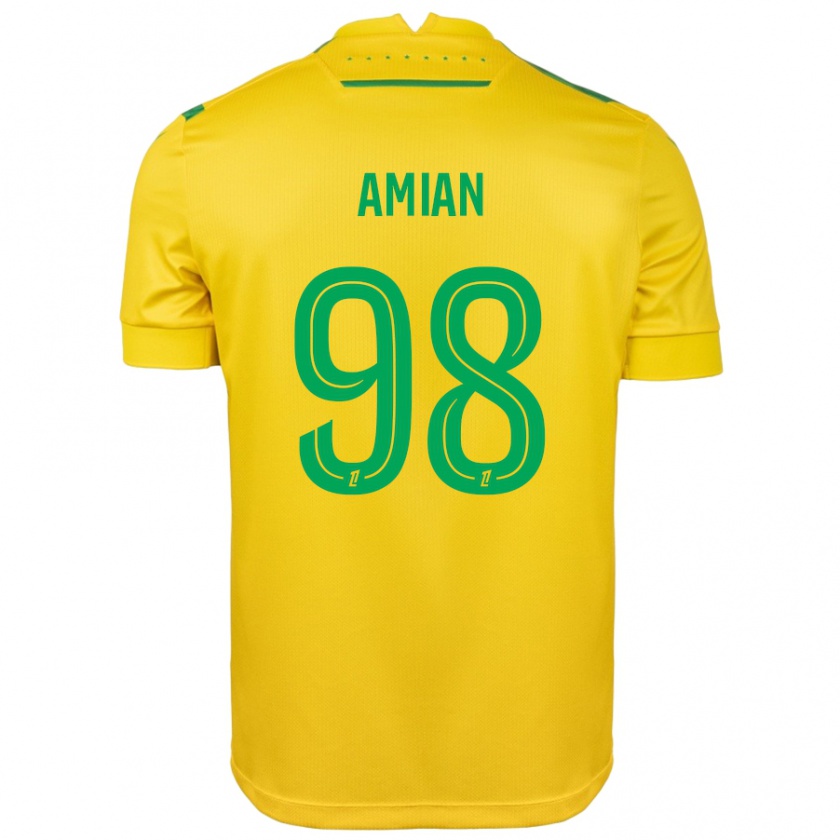 Kandiny Enfant Maillot Kelvin Amian #98 Jaune Vert Tenues Domicile 2024/25 T-Shirt