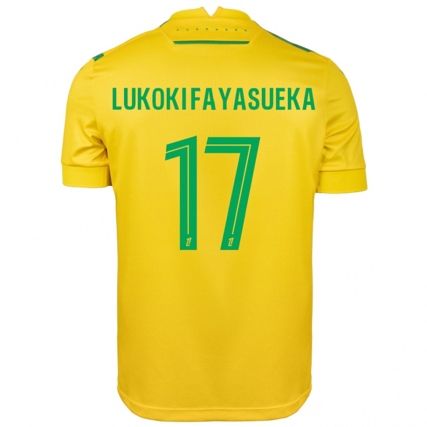 Kandiny Enfant Maillot Kévin Lukoki Fayasueka #17 Jaune Vert Tenues Domicile 2024/25 T-Shirt