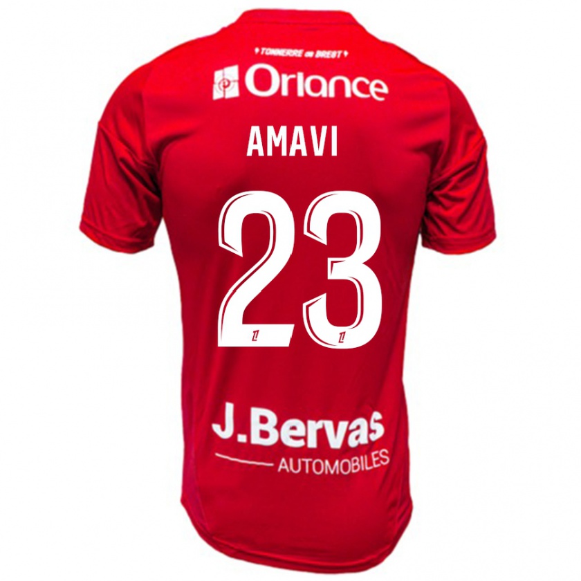 Kandiny Enfant Maillot Jordan Amavi #23 Rouge Blanc Tenues Domicile 2024/25 T-Shirt