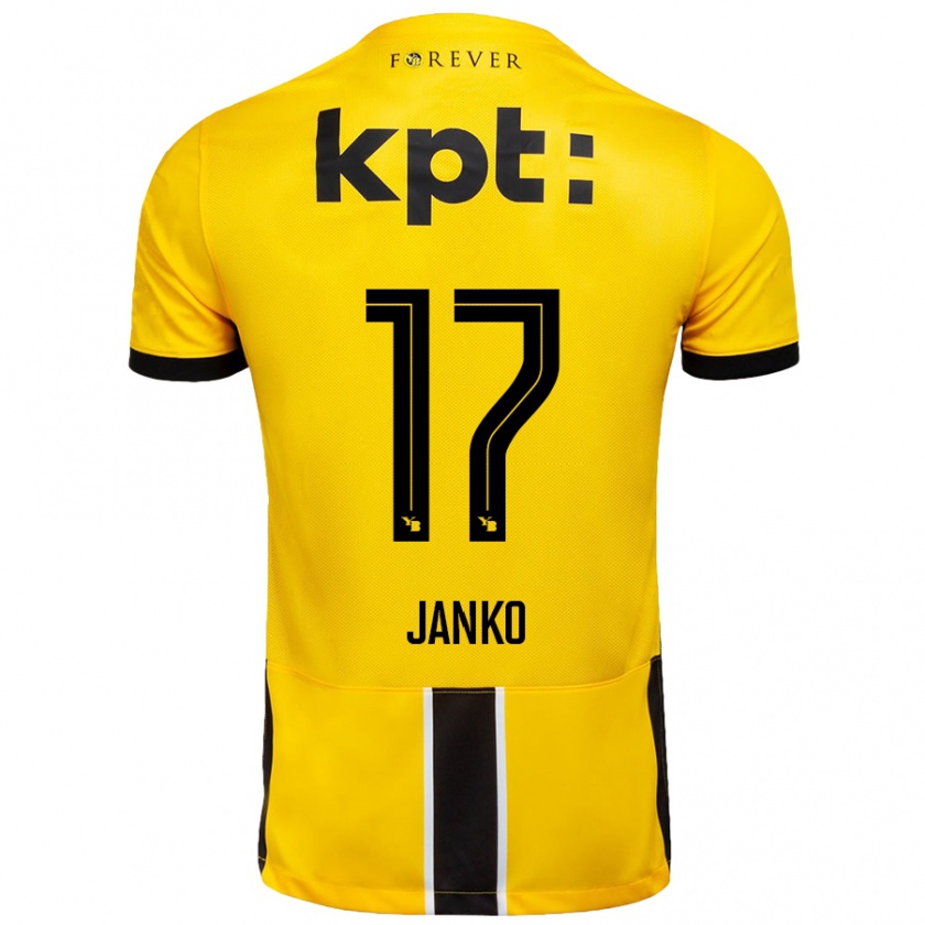 Kandiny Enfant Maillot Saidy Janko #17 Jaune Noir Tenues Domicile 2024/25 T-Shirt