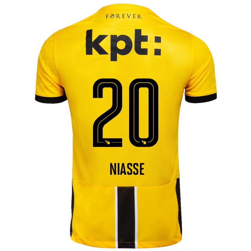 Kandiny Enfant Maillot Cheikh Niasse #20 Jaune Noir Tenues Domicile 2024/25 T-Shirt