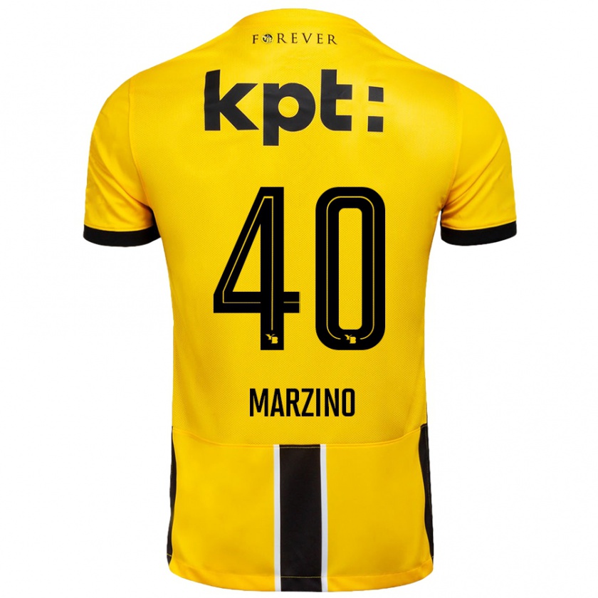 Kandiny Enfant Maillot Dario Marzino #40 Jaune Noir Tenues Domicile 2024/25 T-Shirt