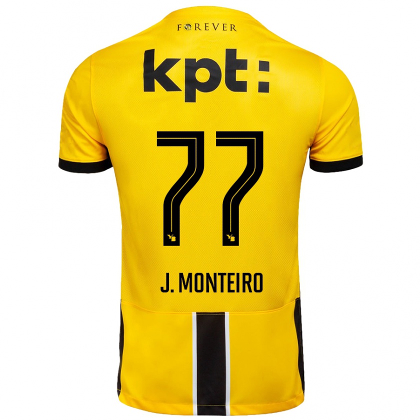 Kandiny Enfant Maillot Joël Monteiro #77 Jaune Noir Tenues Domicile 2024/25 T-Shirt