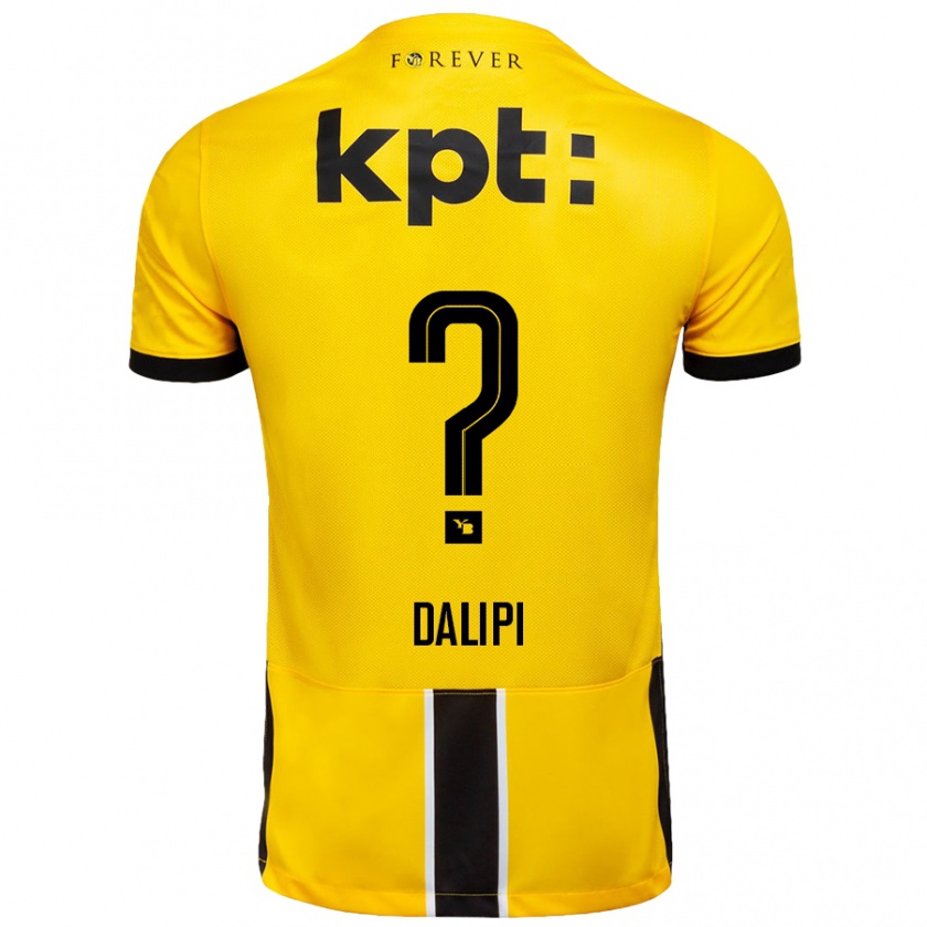 Kandiny Enfant Maillot Lutfi Dalipi #0 Jaune Noir Tenues Domicile 2024/25 T-Shirt