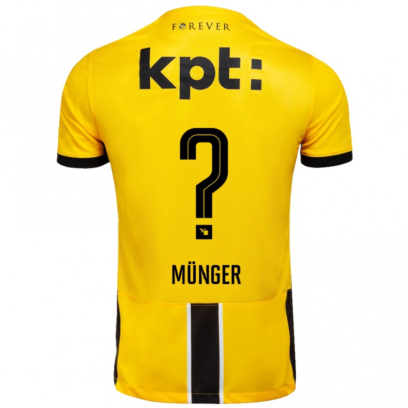 Kandiny Enfant Maillot Nil Münger #0 Jaune Noir Tenues Domicile 2024/25 T-Shirt