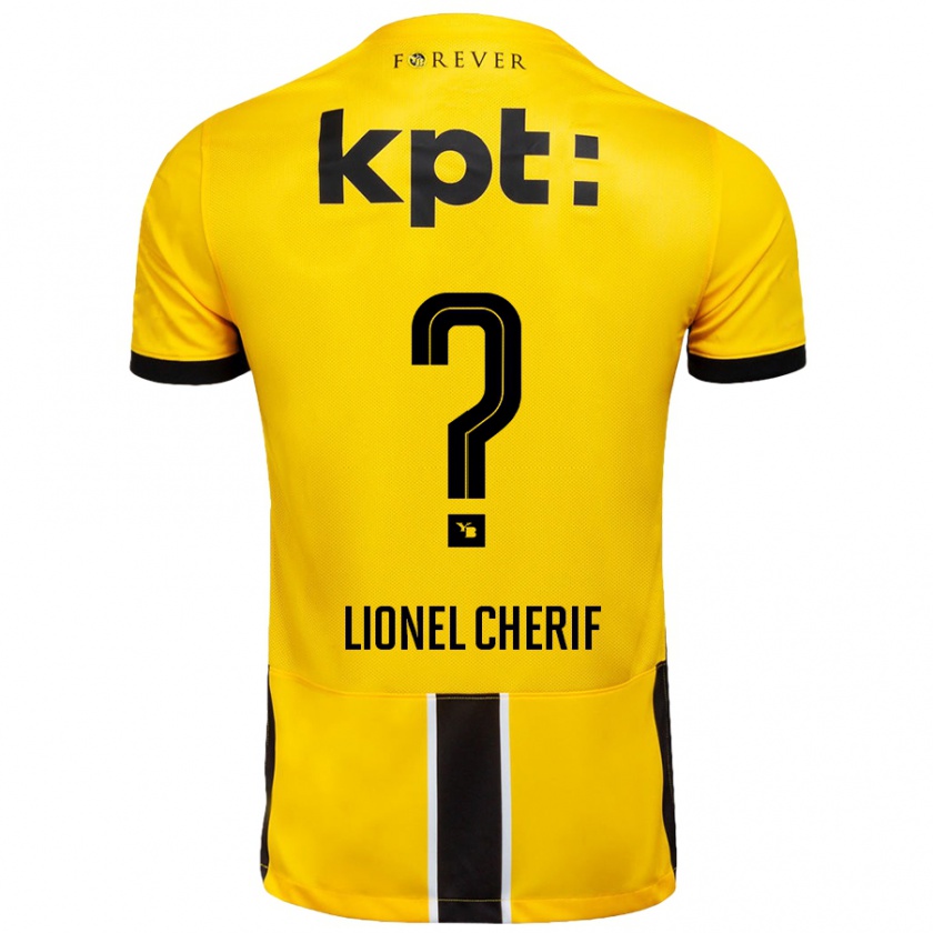 Kandiny Enfant Maillot Kader Lionel Cherif #0 Jaune Noir Tenues Domicile 2024/25 T-Shirt