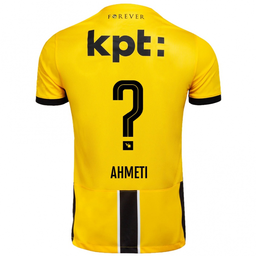 Kandiny Enfant Maillot Donart Ahmeti #0 Jaune Noir Tenues Domicile 2024/25 T-Shirt