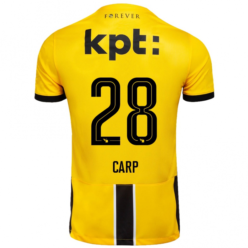 Kandiny Enfant Maillot Cristina Carp #28 Jaune Noir Tenues Domicile 2024/25 T-Shirt